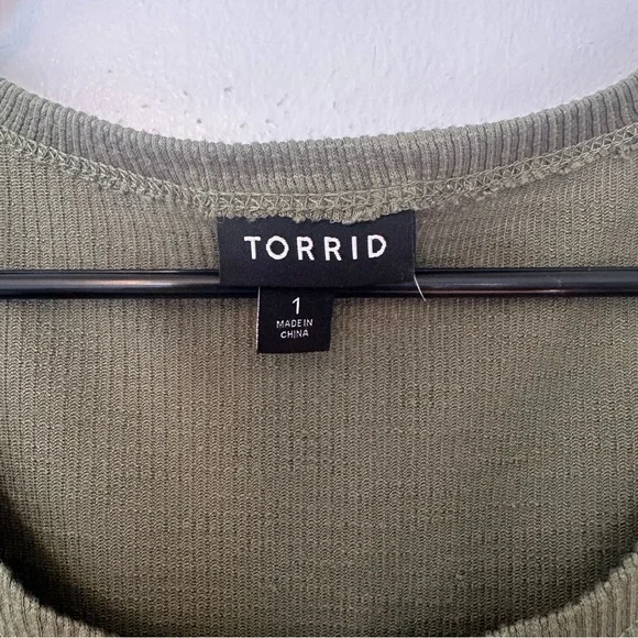 Torrid Green At The Knee Slub Rib Side Slit T-Shirt Dress Size 1 1X 14-16 - Picture 5 of 11